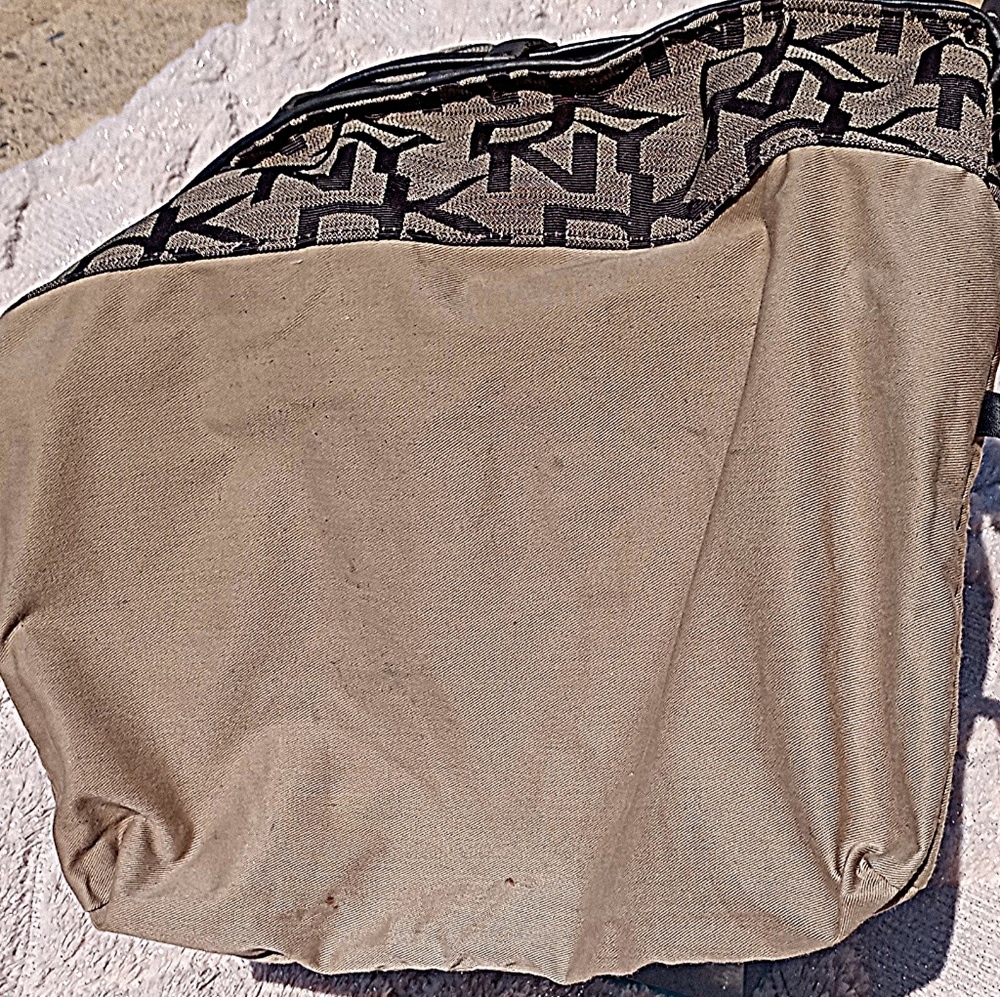 DKNY Monogram Print Brown Crossbody Shoulder Purse - Picture 10 of 12